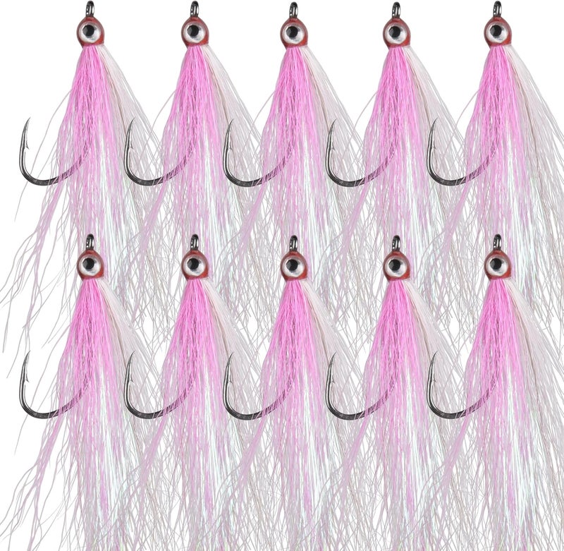 FUSIGO Clouser Minnow Fishing Flies, 10pcs Saltwater Fly Fishing Lures Hand Tied Clouser Minnow Fly Streamer Hooks for Bass Striper Flounder Saltwater Freshwater - Image 1